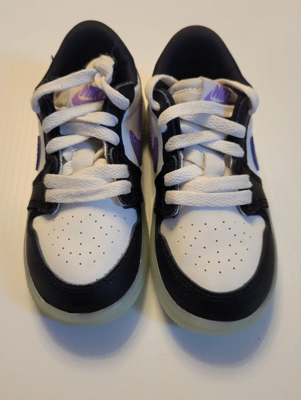Nike Air Jordan 1 Low Baby Toddler Size 8C Black White Purple Glow Sole